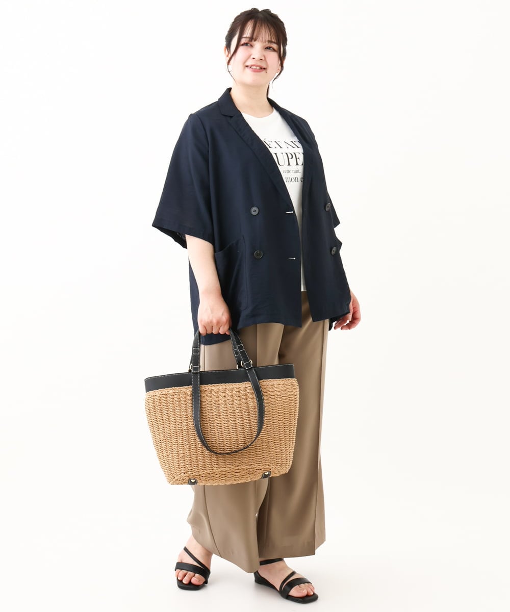 OLJHV09139 eur3(エウルキューブ) 【大きいサイズ】半袖ジャケット ネイビー(57)