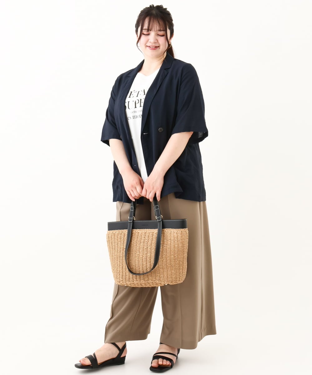 OLJHV09139 eur3(エウルキューブ) 【大きいサイズ】半袖ジャケット ネイビー(57)