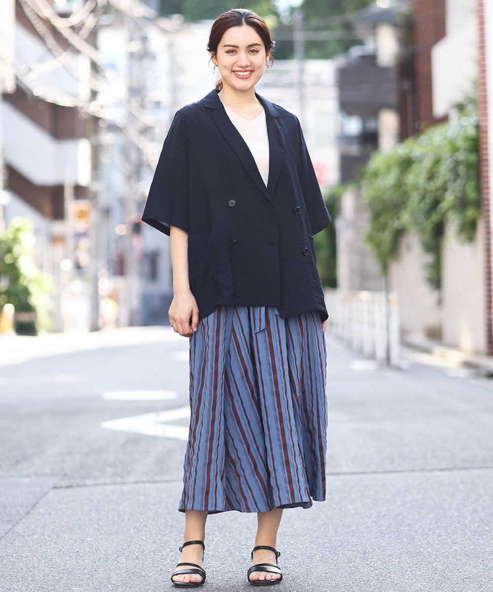 OLJHV09139 eur3(エウルキューブ) 【大きいサイズ】半袖ジャケット ネイビー(57)