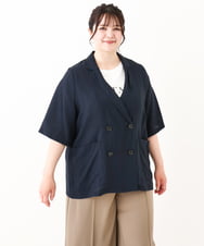 OLJHV09139 eur3(エウルキューブ) 【大きいサイズ】半袖ジャケット ネイビー(57)