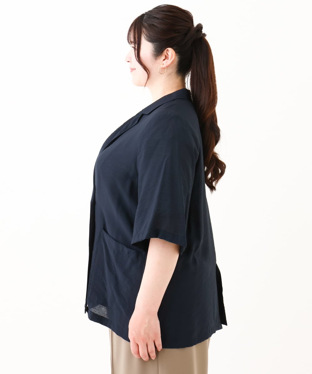 OLJHV09139 eur3(エウルキューブ) 【大きいサイズ】半袖ジャケット ネイビー(57)