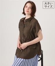 OLJID14109 eur3(エウルキューブ) 【大きいサイズ】サファリ風ジャケット ダークブラウン