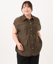 OLJID14109 eur3(エウルキューブ) 【WEB先行販売】【大きいサイズ】サファリ風ジャケット ダークブラウン