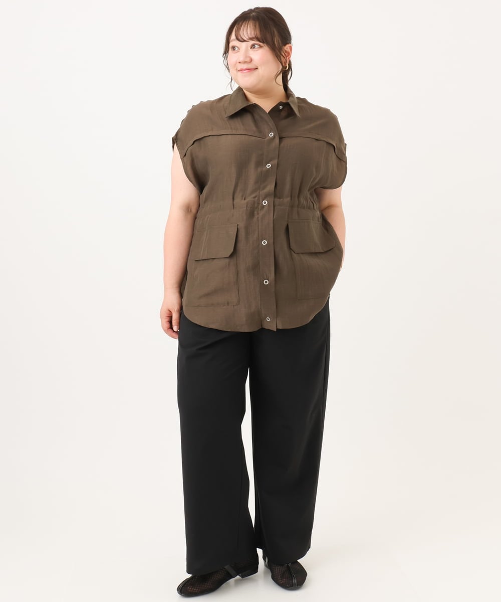 OLJID14109 eur3(エウルキューブ) 【WEB先行販売】【大きいサイズ】サファリ風ジャケット ダークブラウン