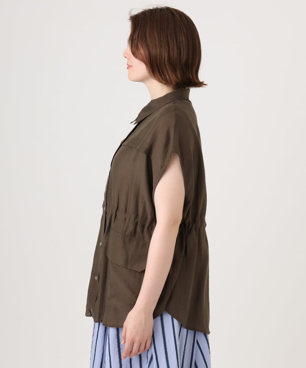 OLJID14109 eur3(エウルキューブ) 【WEB先行販売】【大きいサイズ】サファリ風ジャケット ダークブラウン