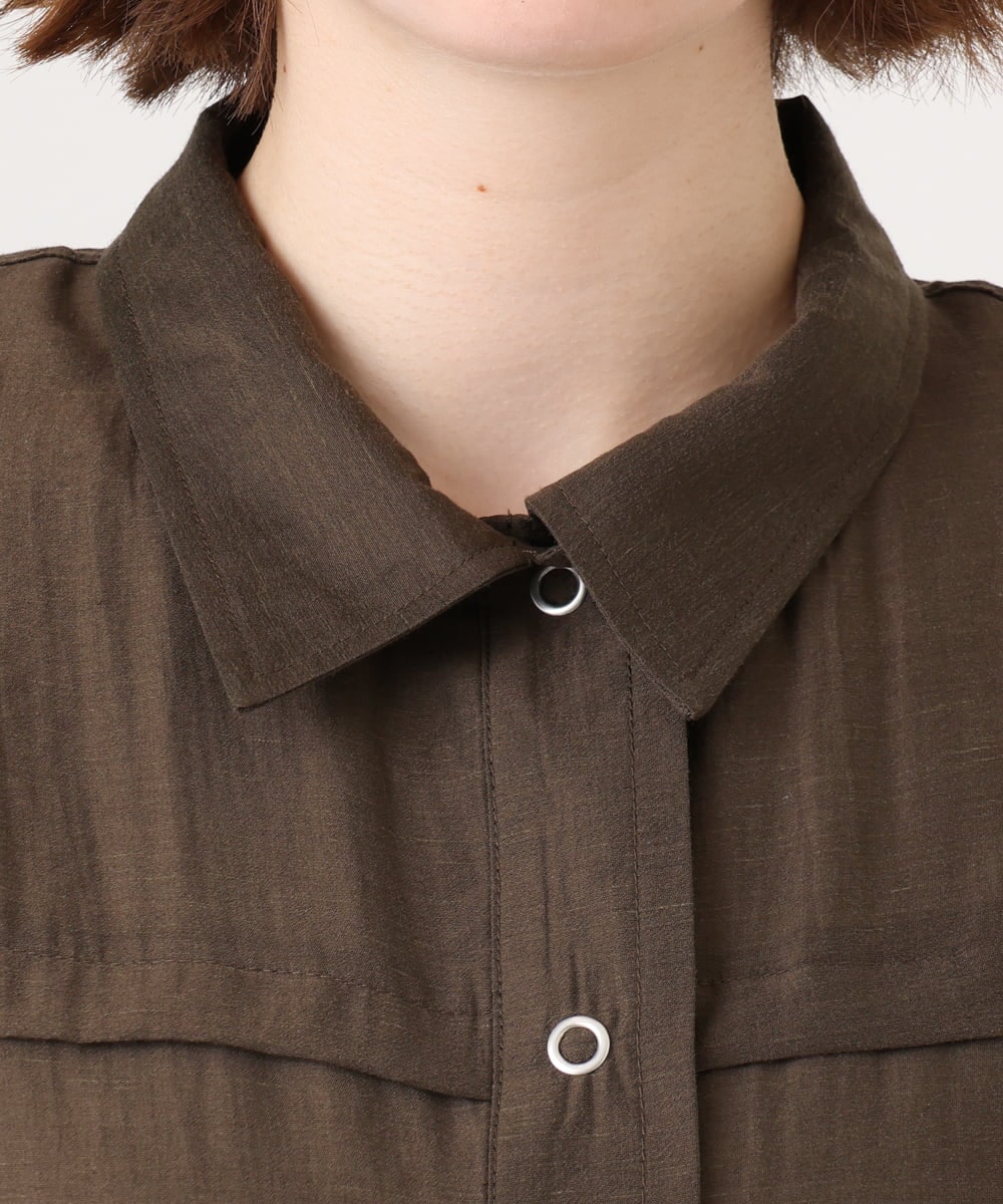 OLJID14109 eur3(エウルキューブ) 【WEB先行販売】【大きいサイズ】サファリ風ジャケット ダークブラウン