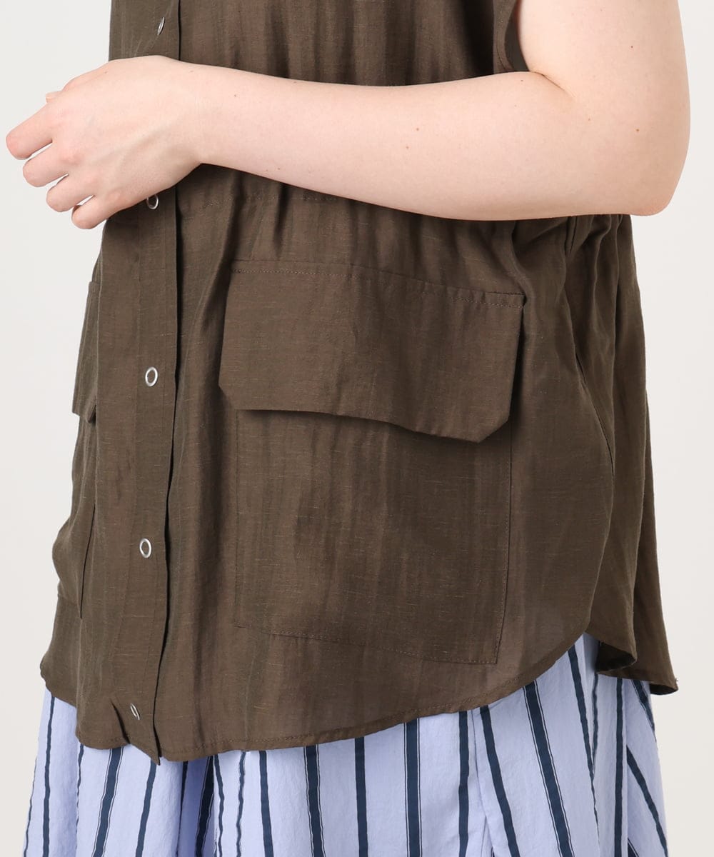 OLJID14109 eur3(エウルキューブ) 【WEB先行販売】【大きいサイズ】サファリ風ジャケット ダークブラウン