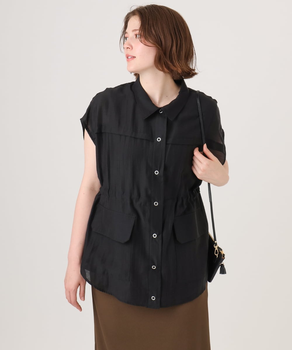 OLJID14109 eur3(エウルキューブ) 【WEB先行販売】【大きいサイズ】サファリ風ジャケット ブラック