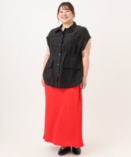OLJID14109 eur3(エウルキューブ) 【WEB先行販売】【大きいサイズ】サファリ風ジャケット ブラック