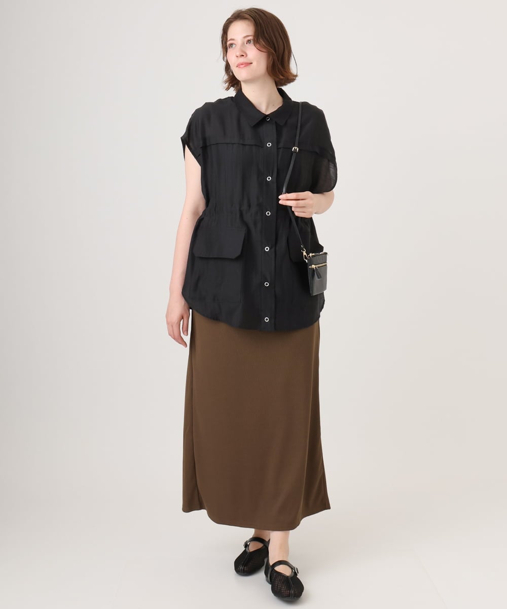 OLJID14109 eur3(エウルキューブ) 【WEB先行販売】【大きいサイズ】サファリ風ジャケット ブラック