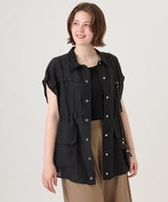 OLJID14109 eur3(エウルキューブ) 【WEB先行販売】【大きいサイズ】サファリ風ジャケット ブラック