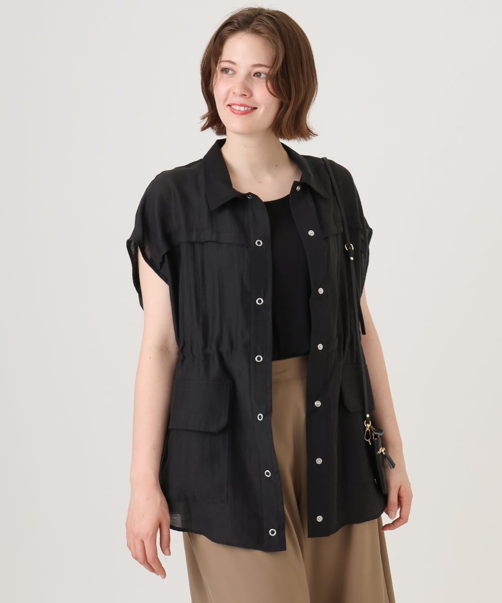 OLJID14109 eur3(エウルキューブ) 【WEB先行販売】【大きいサイズ】サファリ風ジャケット ブラック