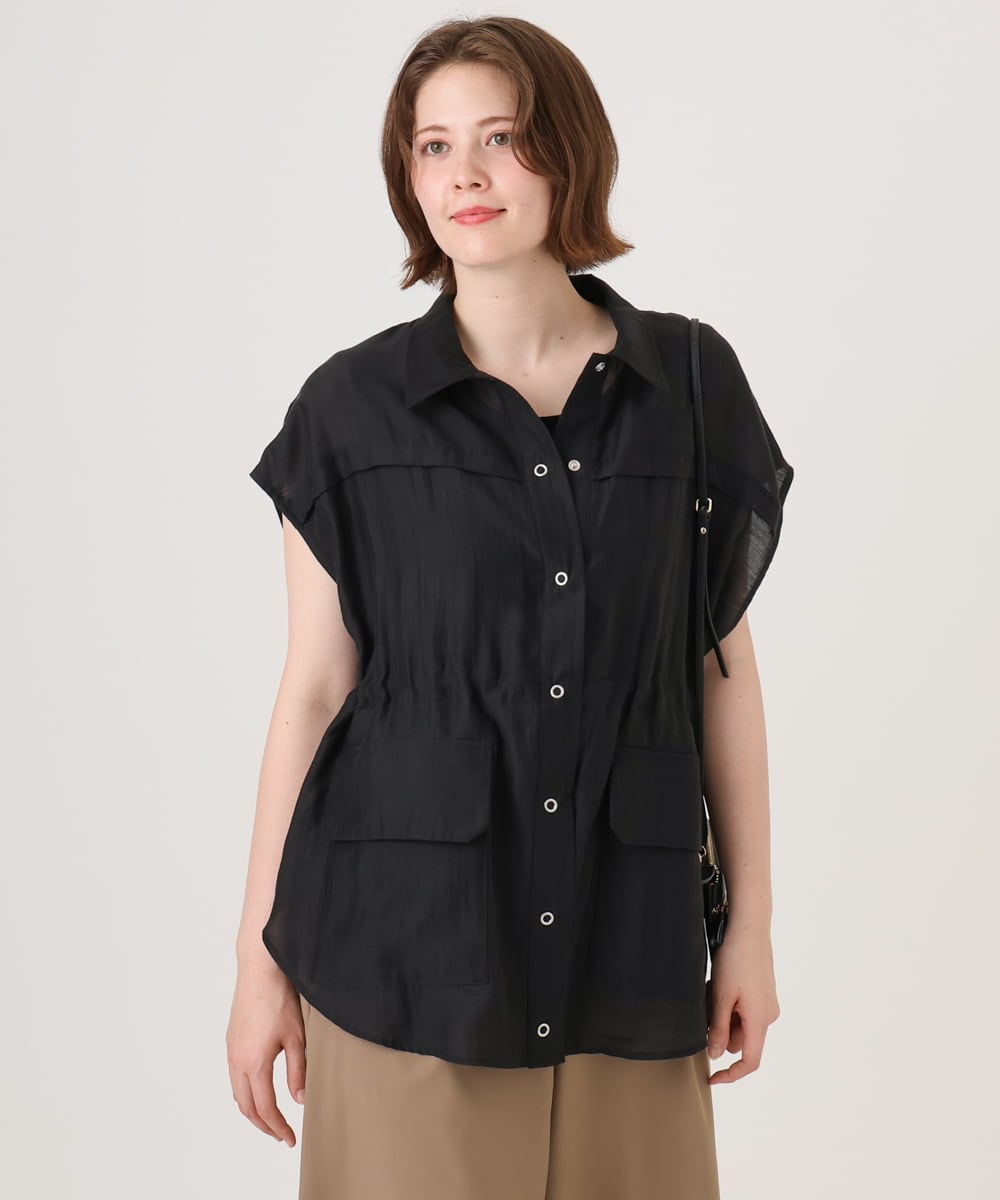 OLJID14109 eur3(エウルキューブ) 【WEB先行販売】【大きいサイズ】サファリ風ジャケット ブラック