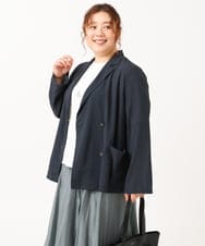 OLJIV10169 eur3(エウルキューブ) 【大きいサイズ】チェックシアージャケット ネイビー(57)