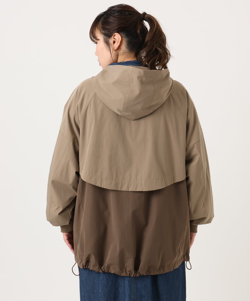 OLJKA01189 eur3(エウルキューブ) 【WEB先行販売】【大きいサイズ】バイカラーフーディーブルゾン ベージュ(82)