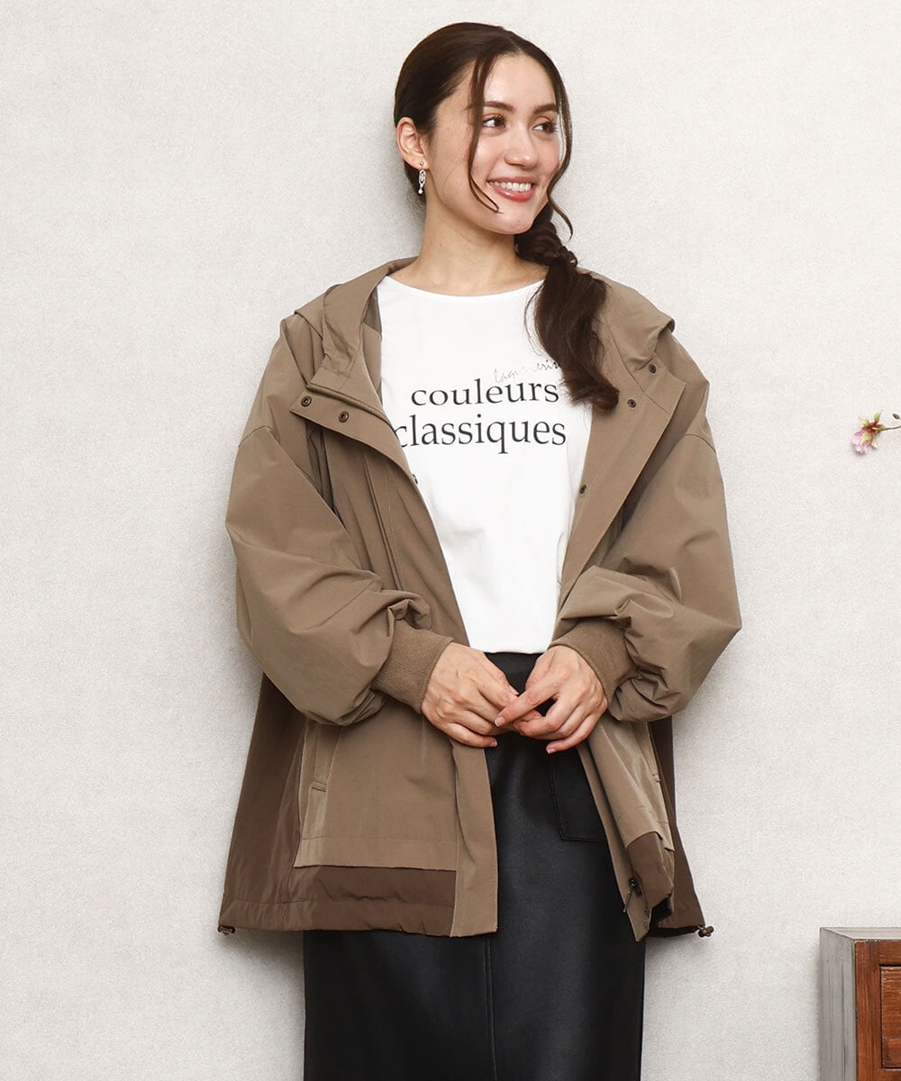 OLJKA01189 eur3(エウルキューブ) 【WEB先行販売】【大きいサイズ】バイカラーフーディーブルゾン ベージュ(82)