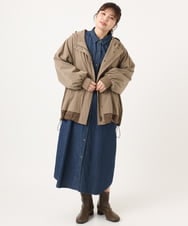 OLJKA01189 eur3(エウルキューブ) 【WEB先行販売】【大きいサイズ】バイカラーフーディーブルゾン ベージュ(82)
