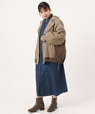 OLJKA01189 eur3(エウルキューブ) 【WEB先行販売】【大きいサイズ】バイカラーフーディーブルゾン ベージュ(82)