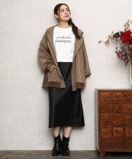 OLJKA01189 eur3(エウルキューブ) 【大きいサイズ】バイカラーフーディーブルゾン ベージュ(82)