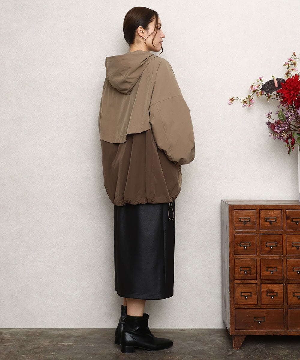 OLJKA01189 eur3(エウルキューブ) 【WEB先行販売】【大きいサイズ】バイカラーフーディーブルゾン ベージュ(82)