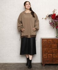 OLJKA01189 eur3(エウルキューブ) 【WEB先行販売】【大きいサイズ】バイカラーフーディーブルゾン ベージュ(82)