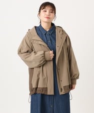 OLJKA01189 eur3(エウルキューブ) 【WEB先行販売】【大きいサイズ】バイカラーフーディーブルゾン ベージュ(82)