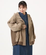 OLJKA01189 eur3(エウルキューブ) 【WEB先行販売】【大きいサイズ】バイカラーフーディーブルゾン ベージュ(82)