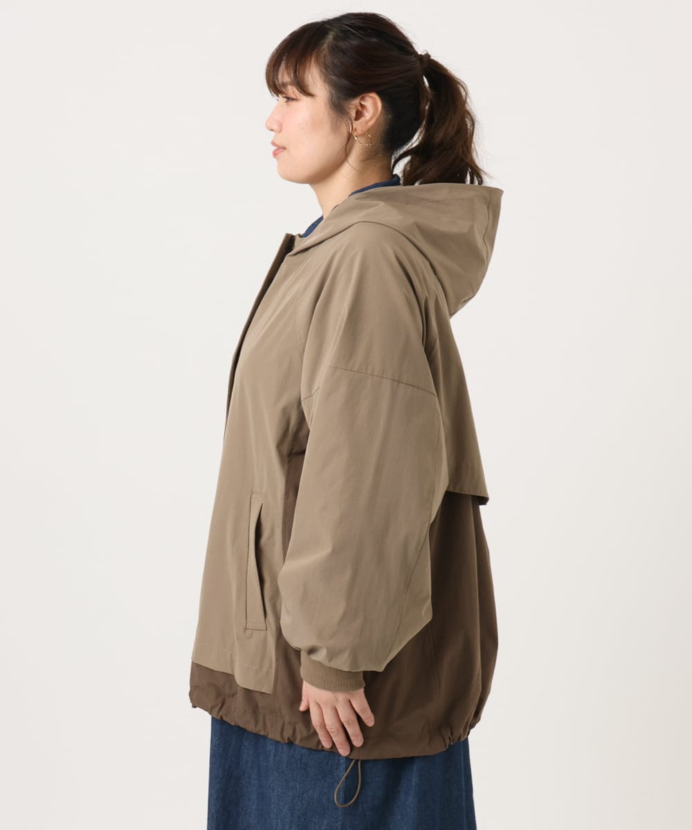 OLJKA01189 eur3(エウルキューブ) 【WEB先行販売】【大きいサイズ】バイカラーフーディーブルゾン ベージュ(82)