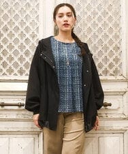 OLJKA01189 eur3(エウルキューブ) 【WEB先行販売】【大きいサイズ】バイカラーフーディーブルゾン ブラック(94)
