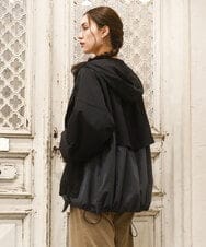 OLJKA01189 eur3(エウルキューブ) 【大きいサイズ】バイカラーフーディーブルゾン ブラック(94)
