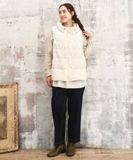 OLJKA02239 eur3(エウルキューブ) 【WEB先行販売】【大きいサイズ】フーディー風ダウンベスト アイボリー(80)