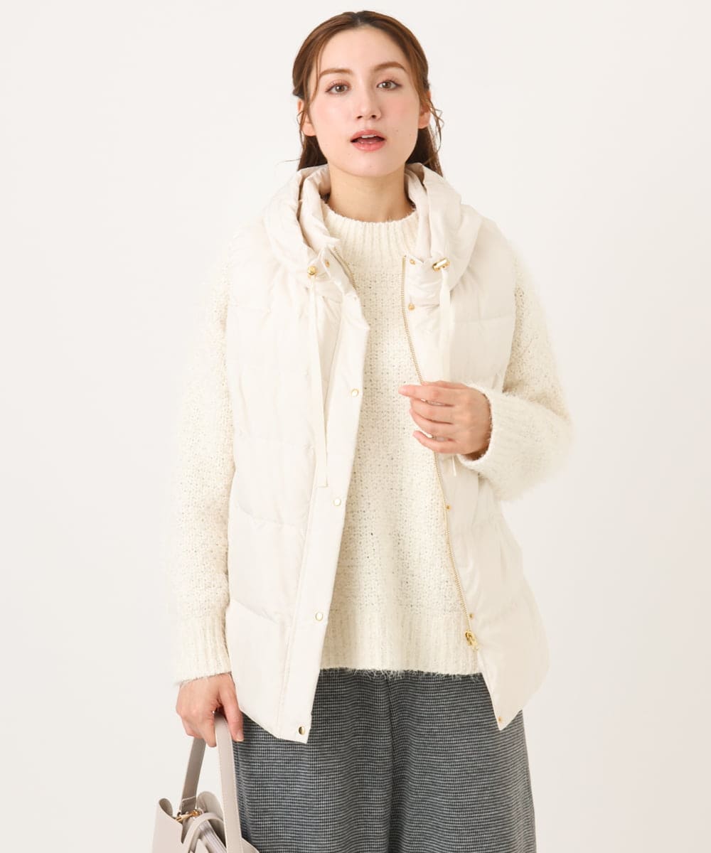 OLJKA02239 eur3(エウルキューブ) 【大きいサイズ】フーディー風ダウンベスト アイボリー(80)