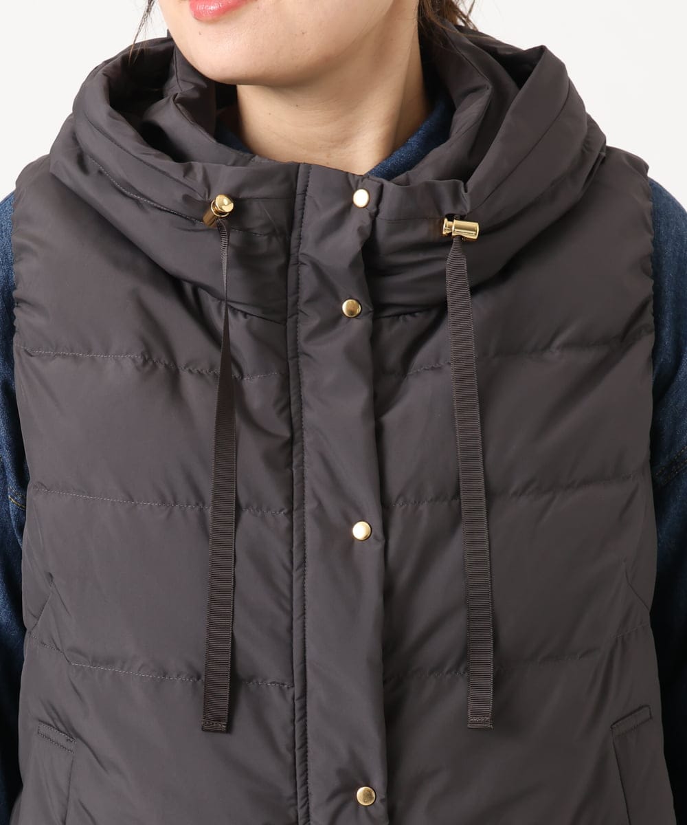 OLJKA02239 eur3(エウルキューブ) 【WEB先行販売】【大きいサイズ】フーディー風ダウンベスト ダークグレー(93)