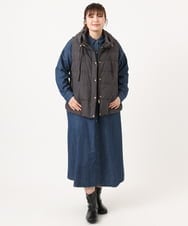 OLJKA02239 eur3(エウルキューブ) 【WEB先行販売】【大きいサイズ】フーディー風ダウンベスト ダークグレー(93)