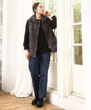OLJKA02239 eur3(エウルキューブ) 【WEB先行販売】【大きいサイズ】フーディー風ダウンベスト ダークグレー(93)