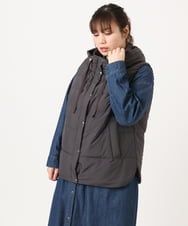 OLJKA02239 eur3(エウルキューブ) 【WEB先行販売】【大きいサイズ】フーディー風ダウンベスト ダークグレー(93)
