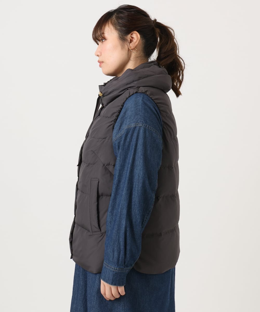 OLJKA02239 eur3(エウルキューブ) 【WEB先行販売】【大きいサイズ】フーディー風ダウンベスト ダークグレー(93)