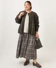 OLJKA04179 その他 【予約】【大きいサイズ】フェイクレザーノーカラージャケット ダークブラウン(87)