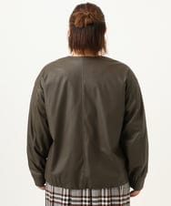 OLJKA04179 その他 【予約】【大きいサイズ】フェイクレザーノーカラージャケット ダークブラウン(87)