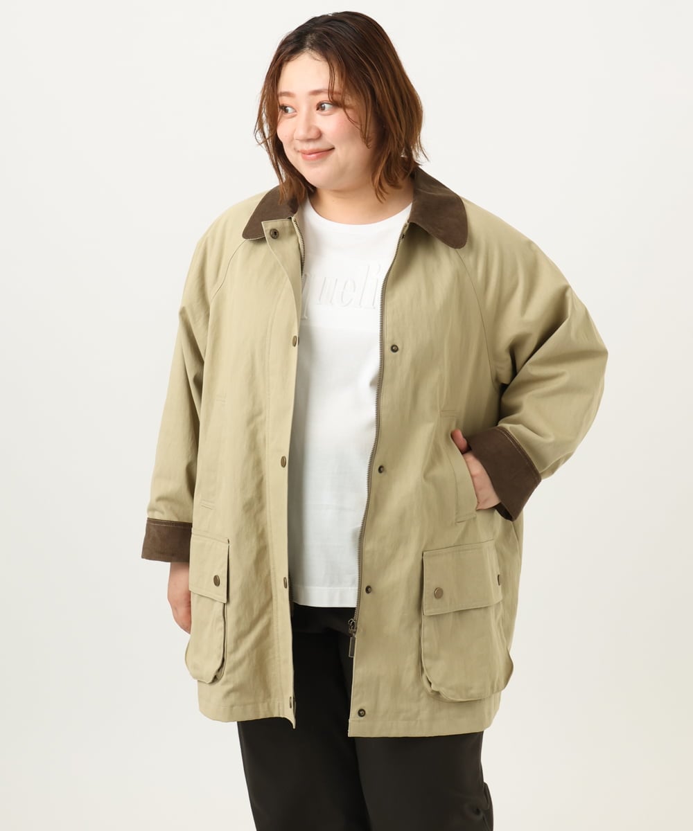 OLJKA05199 eur3(エウルキューブ) 【大きいサイズ】ステンカラーワークジャケット ベージュ(82)