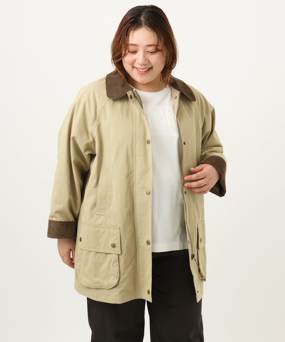 OLJKA05199 eur3(エウルキューブ) 【大きいサイズ】ステンカラーワークジャケット ベージュ(82)