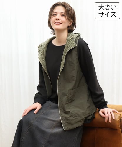 OLJKD01139 eur3 【WEB先行販売】【大きいサイズ】リバーシブルベスト