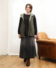 OLJKD01139 eur3(エウルキューブ) 【WEB先行販売】【大きいサイズ】リバーシブルベスト カーキ