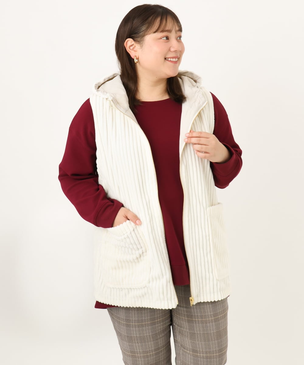 OLJKD01139 eur3(エウルキューブ) 【WEB先行販売】【大きいサイズ】リバーシブルベスト アイボリー