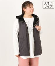OLJKD01139 eur3(エウルキューブ) 【WEB先行販売】【大きいサイズ】リバーシブルベスト ブラック
