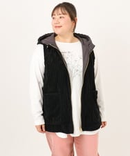 OLJKD01139 eur3(エウルキューブ) 【WEB先行販売】【大きいサイズ】リバーシブルベスト ブラック