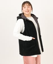 OLJKD01139 eur3(エウルキューブ) 【WEB先行販売】【大きいサイズ】リバーシブルベスト ブラック