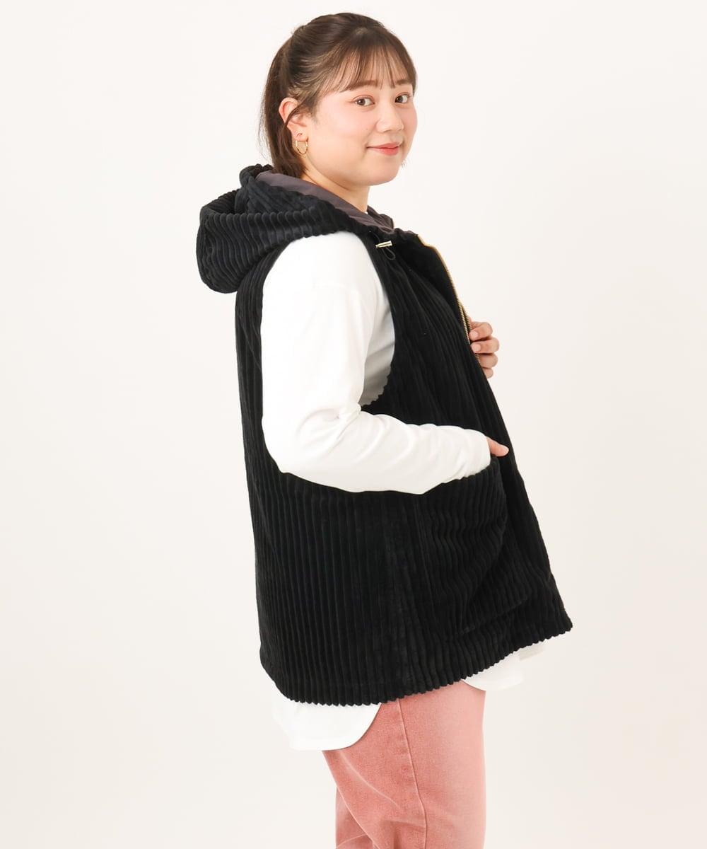 OLJKD01139 eur3(エウルキューブ) 【WEB先行販売】【大きいサイズ】リバーシブルベスト ブラック