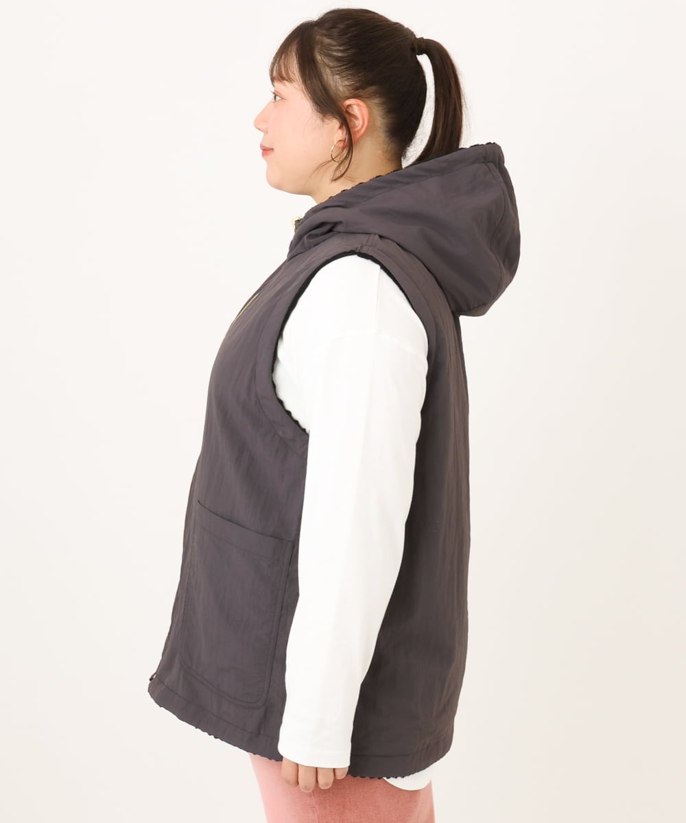 OLJKD01139 eur3(エウルキューブ) 【WEB先行販売】【大きいサイズ】リバーシブルベスト ブラック