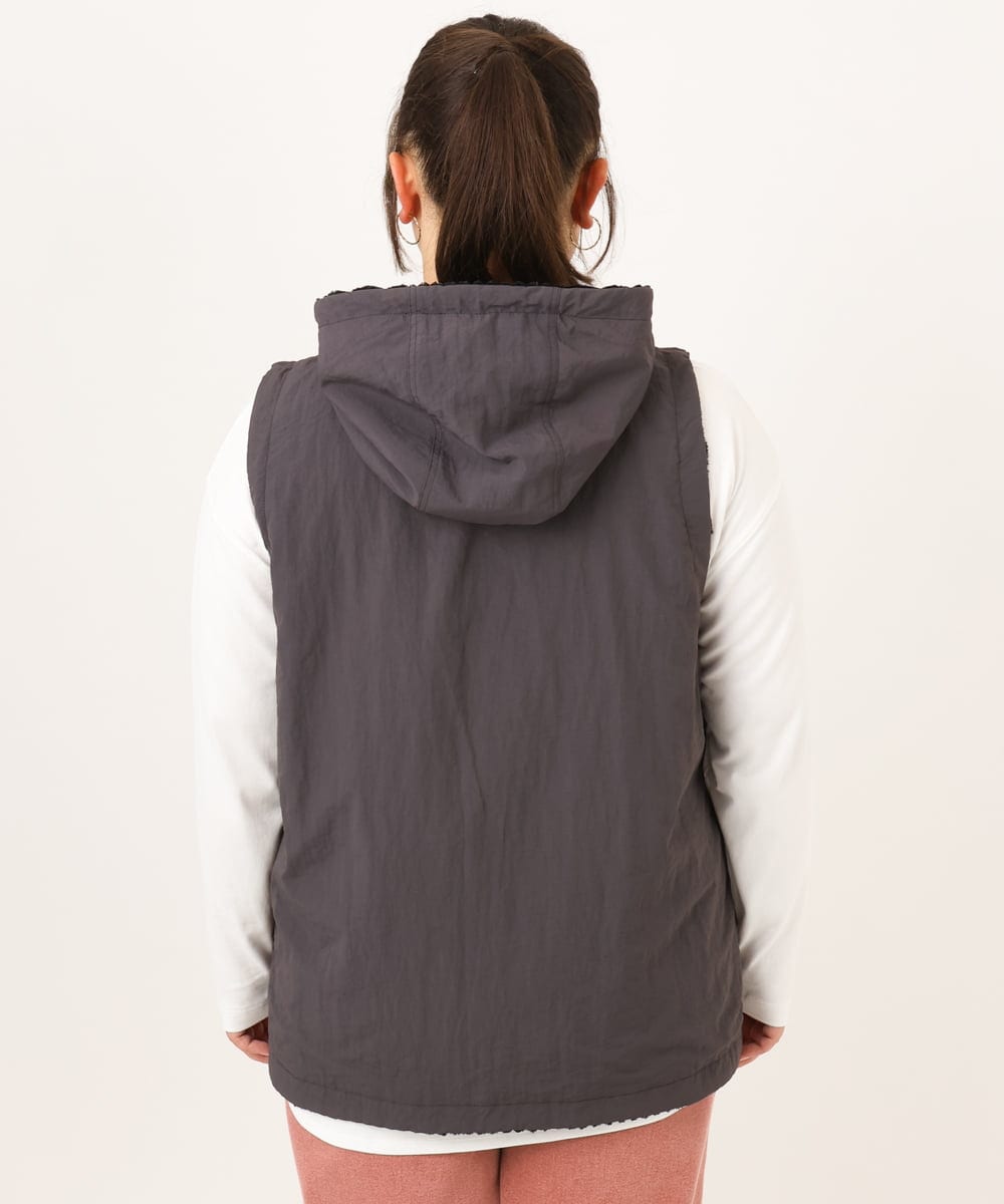 OLJKD01139 eur3(エウルキューブ) 【WEB先行販売】【大きいサイズ】リバーシブルベスト ブラック